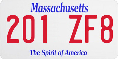 MA license plate 201ZF8