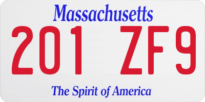 MA license plate 201ZF9