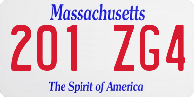 MA license plate 201ZG4