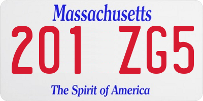MA license plate 201ZG5