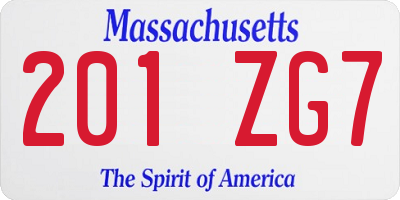 MA license plate 201ZG7