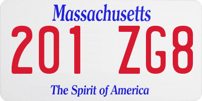 MA license plate 201ZG8