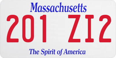 MA license plate 201ZI2