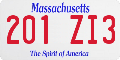 MA license plate 201ZI3