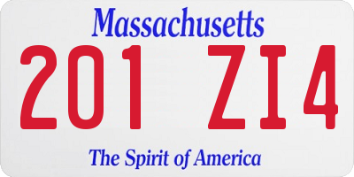 MA license plate 201ZI4