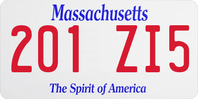 MA license plate 201ZI5