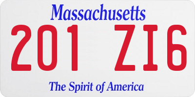 MA license plate 201ZI6