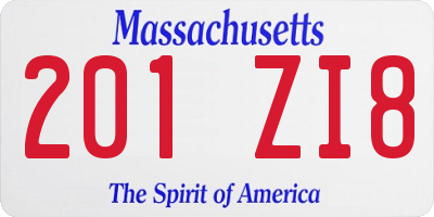 MA license plate 201ZI8