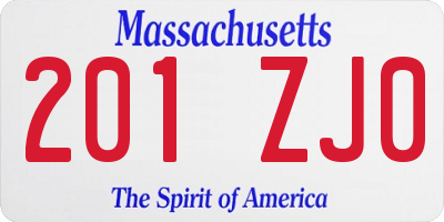 MA license plate 201ZJ0
