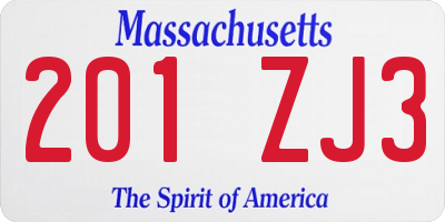 MA license plate 201ZJ3