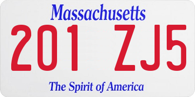 MA license plate 201ZJ5