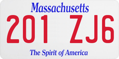 MA license plate 201ZJ6