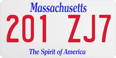 MA license plate 201ZJ7