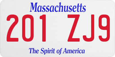 MA license plate 201ZJ9