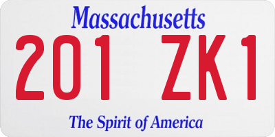 MA license plate 201ZK1