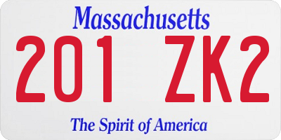MA license plate 201ZK2