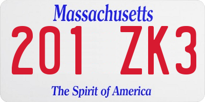 MA license plate 201ZK3