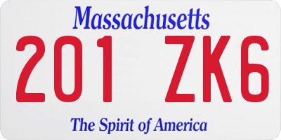 MA license plate 201ZK6