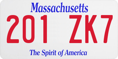 MA license plate 201ZK7