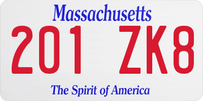 MA license plate 201ZK8