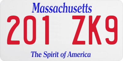 MA license plate 201ZK9