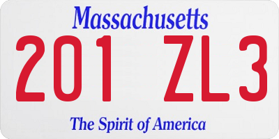 MA license plate 201ZL3