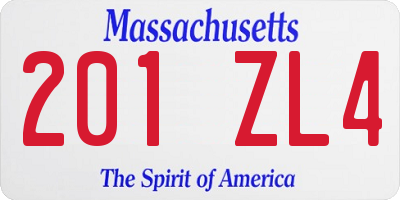 MA license plate 201ZL4