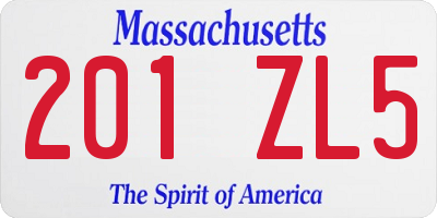 MA license plate 201ZL5