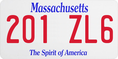 MA license plate 201ZL6