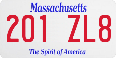 MA license plate 201ZL8