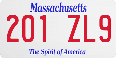 MA license plate 201ZL9
