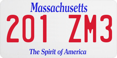 MA license plate 201ZM3