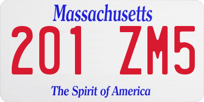 MA license plate 201ZM5