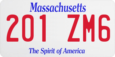 MA license plate 201ZM6