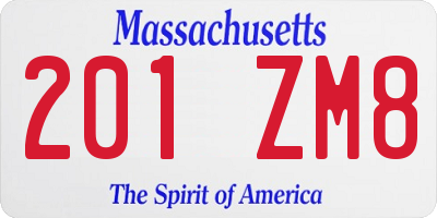 MA license plate 201ZM8