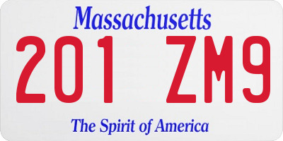 MA license plate 201ZM9
