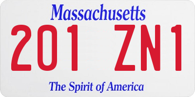 MA license plate 201ZN1