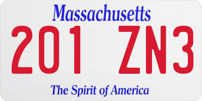 MA license plate 201ZN3