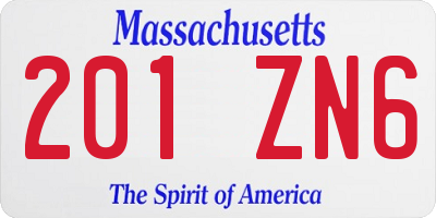 MA license plate 201ZN6