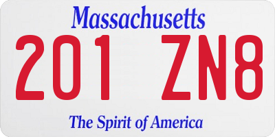 MA license plate 201ZN8