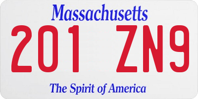MA license plate 201ZN9