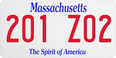MA license plate 201ZO2