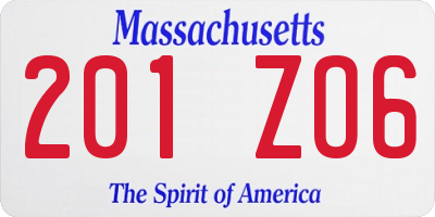 MA license plate 201ZO6