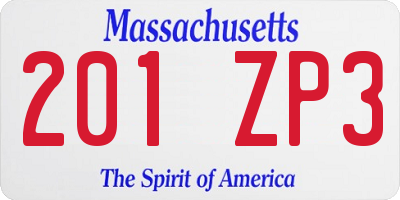 MA license plate 201ZP3