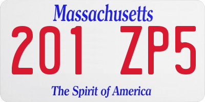 MA license plate 201ZP5