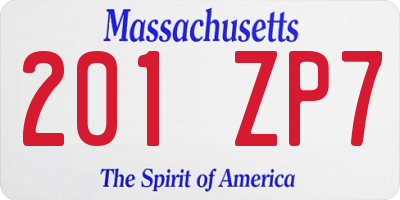 MA license plate 201ZP7
