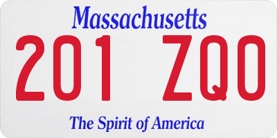 MA license plate 201ZQ0
