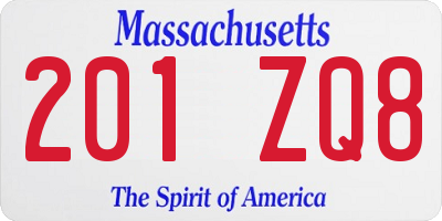 MA license plate 201ZQ8