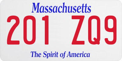 MA license plate 201ZQ9