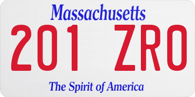 MA license plate 201ZR0
